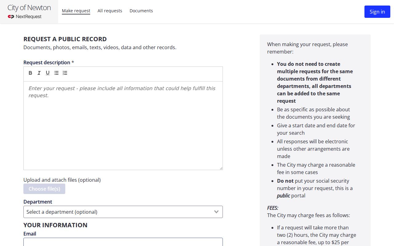 Newton residents directory public records request form